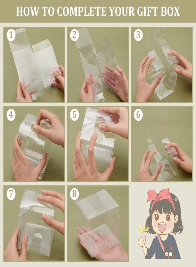 BENECREAT 20PCS Clear Wedding Favour Boxes 4x4x4 Square PVC Transparent Gift Boxes for Candy Chocolate Valentine - Image 4